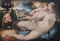 Venus and Cupid, by Giogio Vasari, oil on wood, photo by (c) Lumi Rațiu, 2026; Queered role: non-normative bodies, ambiguous corporeality, aesthetics of indeterminacy; Queered guidance: Venus and Cupid presents bodies whose forms and gestures resist fixed gender classifications, an ambiguous corporeality that unsettles binary distinctions between masculine and feminine. In Renaissance including the work of Giorgio Vasari, female bodies were often constructed using male anatomical models, as access to female nude models was limited or prohibited in many workshops and academies. This often created a non-intentionally effect: the ambiguous corporeality. Read through a queer lens, the painting invites reflection on non-normative embodiment and the instability of fixed gender categories.