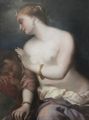 Diana and Endymion by Marco Liberi, oil on canvas, provenience State Pinacotheca, currently in the National Romanian Museum of Art Collection; photo by (c) Lumi Rațiu, 2026; Queered role: consent, non-normative desire, gender performativity; Queered guidance: The work reverse traditional women role, displayed as erotic objects, as here Endymion, the beautiful young man, becomes the object of her visual pleasure. Diana occupies the active position: she looks, desires, and approaches. This inversion destabilizes normative gendered structures of looking. Following Judith Butler, one could argue that Diana performs femininity in unstable ways.